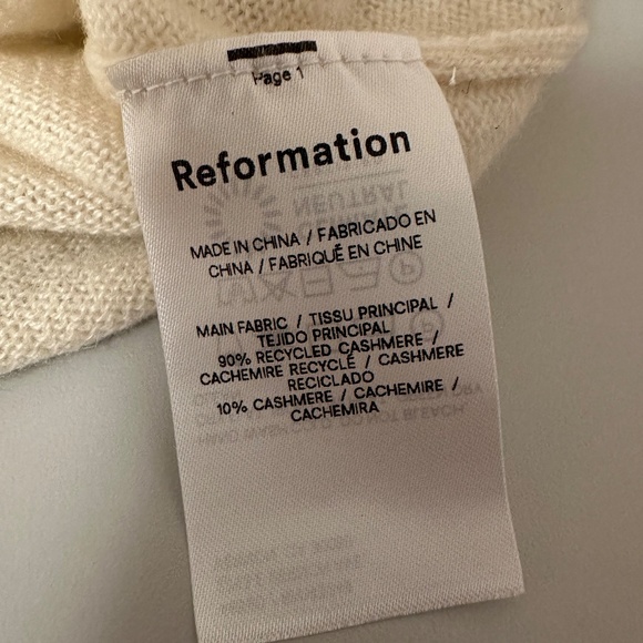 Reformation Valeria Cashmere Cropped Sweater in Cream | Size XS - Picture 12 of 12